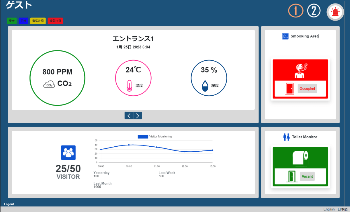 お客様テーブルで安心をお知らせ